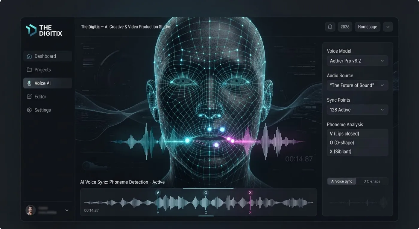 3D face mesh showing lip-sync points