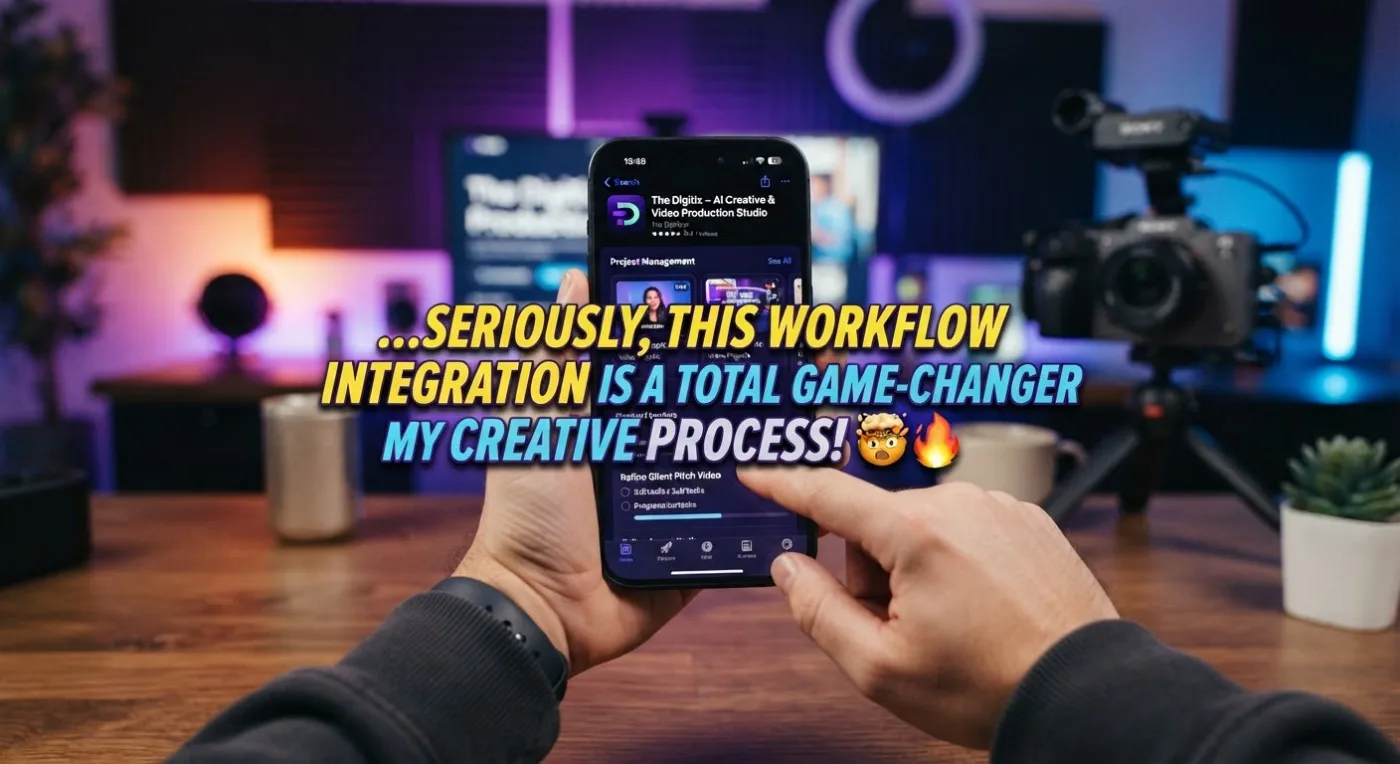 Creator filming a short-form app demo with bold captions